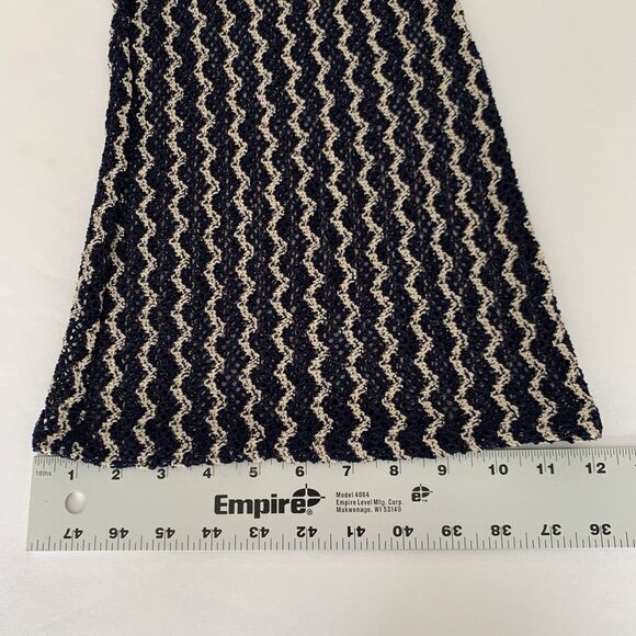 OYSHO Beach Pant XS Open Crochet Knit Navy Blue Cream Stretch Sheer Flare Boho - Picture 10 of 11